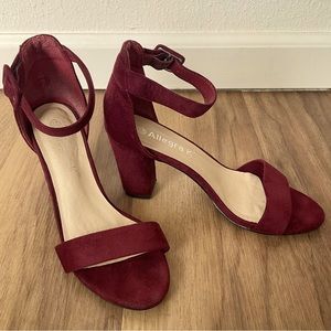 Allegra K Burgundy Chunky Block Heel Sandal 7.5 Wide